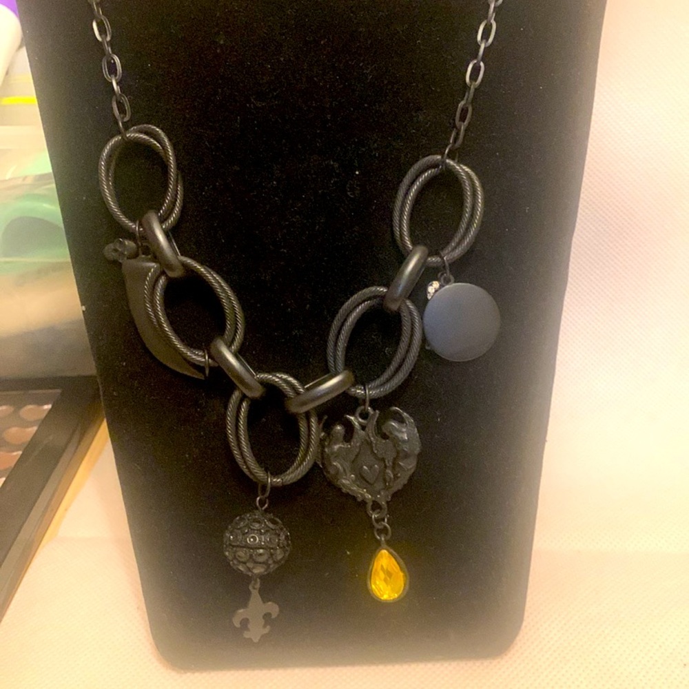 Black matte goth like charm chain necklace brand new